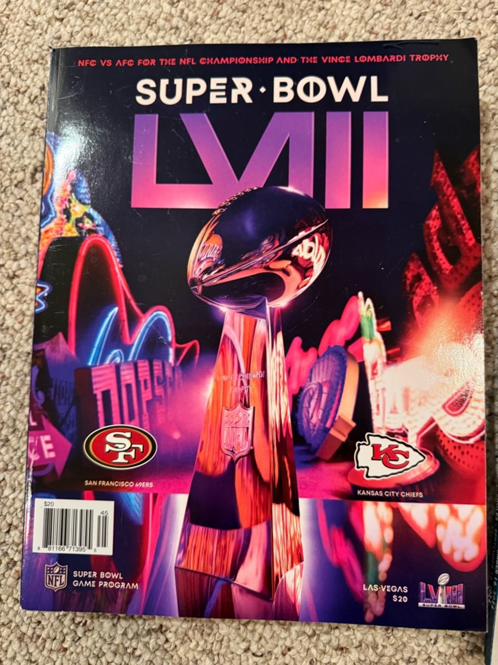 NFL Super Bowl LVII Neon Trophy Art - Purple, Pink, Black